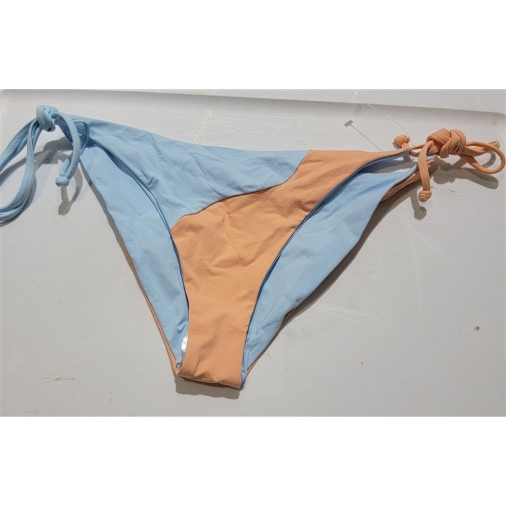NWT L*Space L Dani Blue Orange Tie Side Color Block Bikini Bottom 132427